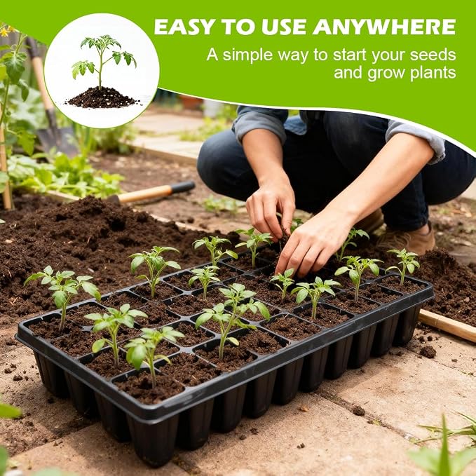 RooTrimmer 10 Pack 40 Cell Seed Starter Trays - Extra Deep 3.9" Plastic Nursery Trays, 20" x 10"，Fits Standard 1020 Flats, for Planting Seedlings, Propagation, Seed Germination and 1020 Flats Inserts