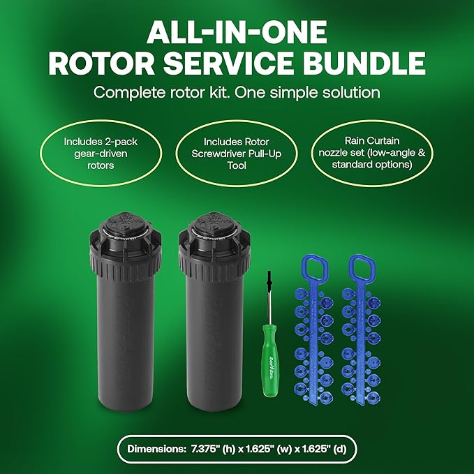 Rain Bird 5000 Rotor with Nozzle Tree 2 Pack (5000RCTREE) + Rotor Screwdriver Tool (CPRTOOL) - 3/4 inch Inlet for Water Efficient 4 inch Pop Up, Adjustable 40 - 360 Degree Arc & 25 - 50 ft Radius