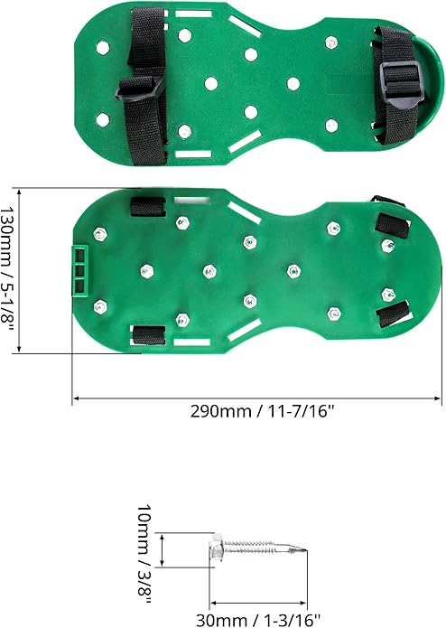 QWORK Gunite Spiked Shoes With 3/4” Short Spikes Perfect For Epoxy Floor, Overlays, Cover Installation, Green Color (Pair)