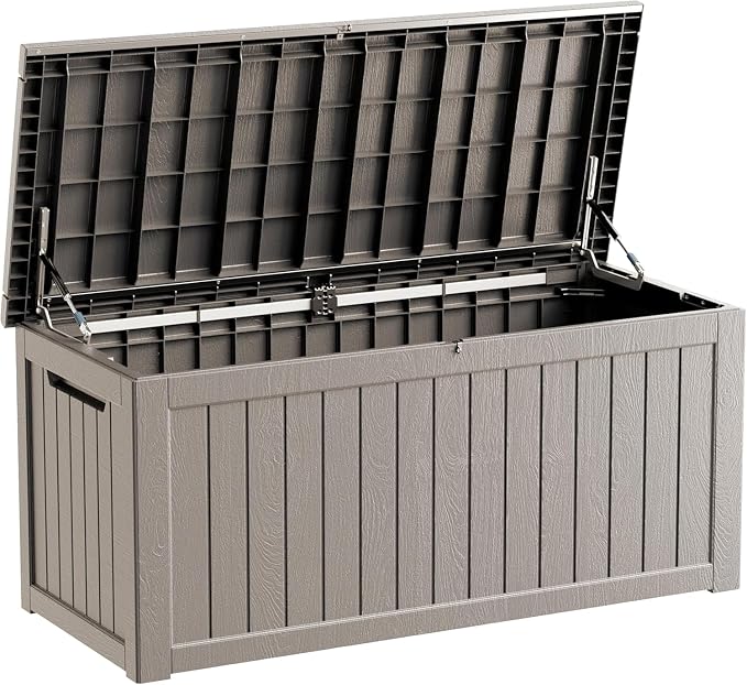 270 Gallon Resin Large Deck Box Organization and Storage Box for Patio, Outdoor Cushions, Garden Tools, Gray