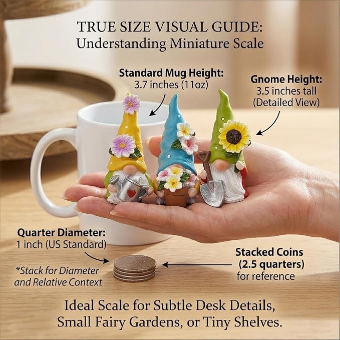 Hodao Summer Decorations for Home - Colorful Garden Gnomes Figurines with Flowers & Tools – Spring Summer Indoor Decor for Table, Lawn, Window Sill – Gift for Garden Lovers