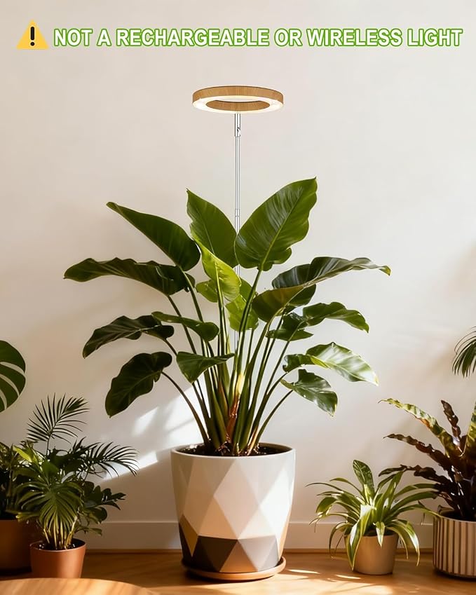 yadoker Plant Grow Light, LED Growing Light Full Spectrum for Indoor Plants,Aluminum Wood Grain Plant Lights,Height Adjustable, Automatic Timer, 5V Low Safe Voltage,Idea for Large Plant Light