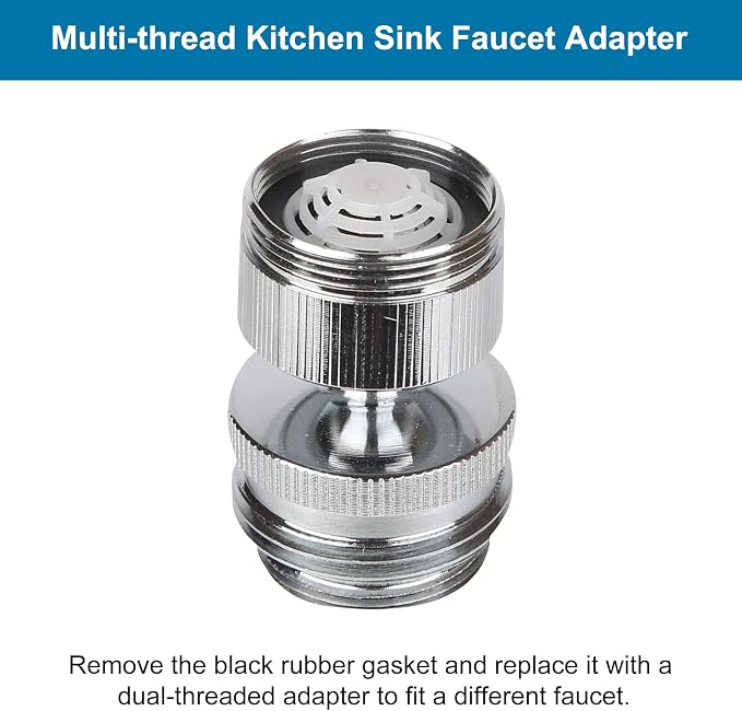 Hibbent Faucet Adapter Kit, Swivel Aerator Adapter to Connect Garden Hose - Multi-Thread Kitchen Sink Faucet to Garden Hose Adapter 3/4 Inch - Chrome Finished