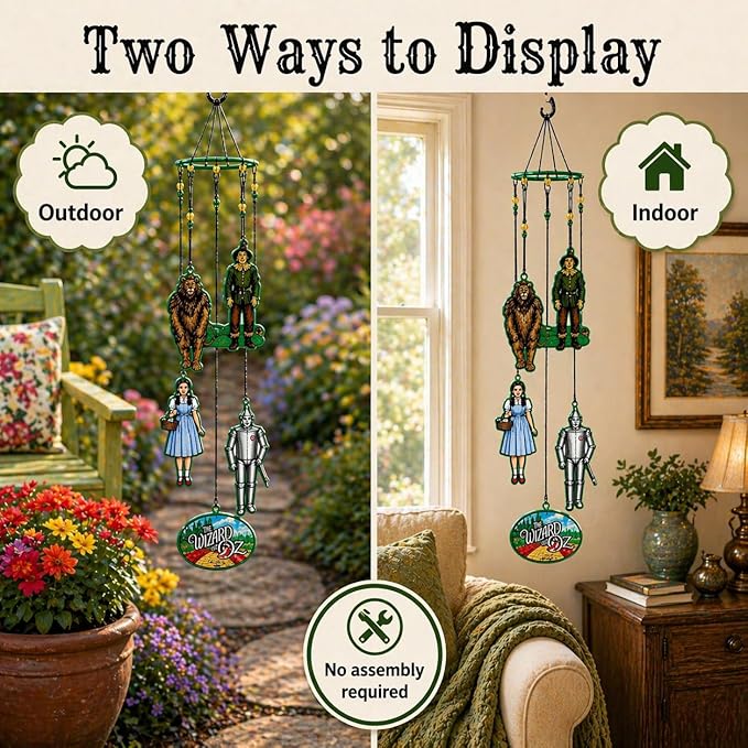 Spoontiques Wizard of Oz Wind Chime - Outdoor Garden Décor - Decorative Chimes for Yard, Garden, Backyard and Patio Decoration