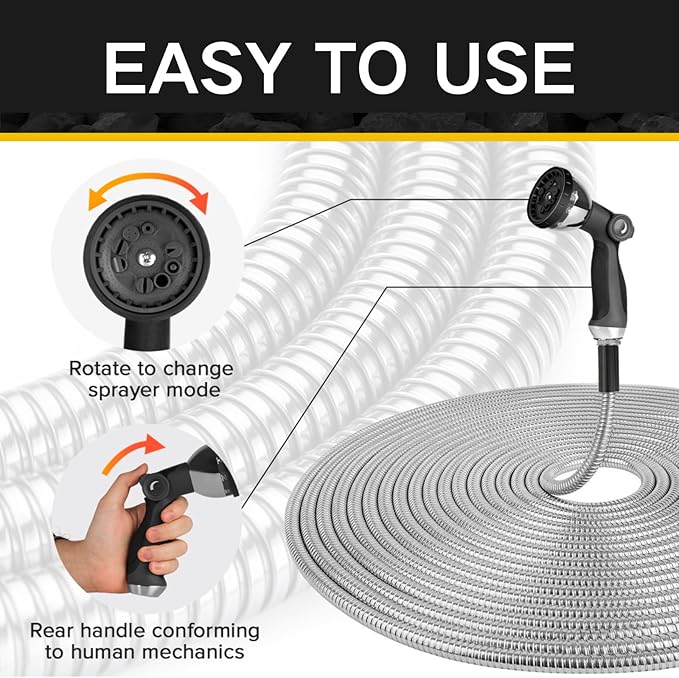 Garden Hose Nozzle Water Spray with 10 Adjustable Watering Patterns &On Off Valve for Easy Water Control - High Pressure Water Hose Nozzle for Garden Hose