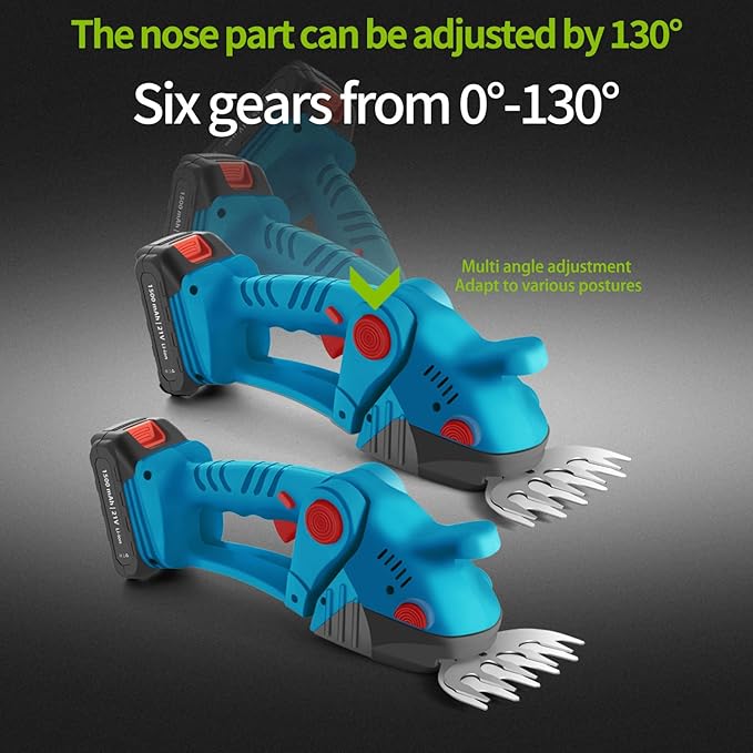Cordless Grass Shears,2-in-1 Mini Hedge Trimmer,21V Handheld Grass Trimmer,Grass Trimmer with 2Pcs 1500mAh Batteries and Charger ＆Toolbox Electric Grass Shears for Garden, Lawn (Red)