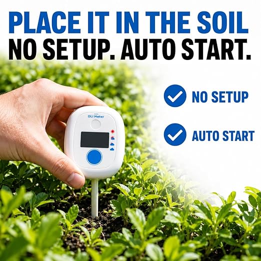 EVO-20 DLI Light Meter – Smart Sunlight Classifier for Garden & Landscape Use | Identifies Full Sun, Partial Sun, Partial Shade & Shade Based on Daily Light Integral, 10 Days of DLI History