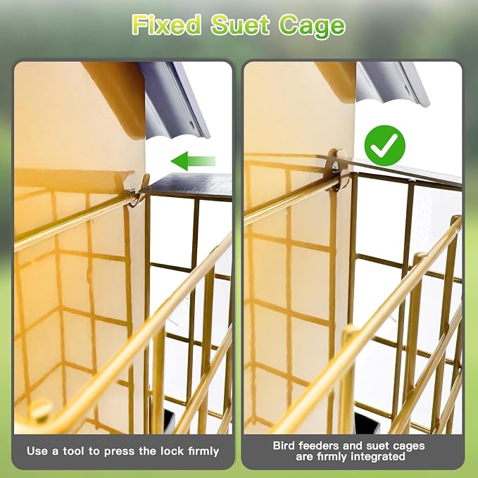 FlowaFoli Bird Feeders for Outdoors Hanging, Metal Bird Feeder with Double Suet Cage Cake, Large Capacity, Birdfeeders Sturdy & Weatherproof, Easy to Clean & Refill, Great for Attracting Wild Birds