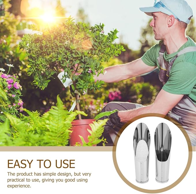 BESTonZON 2Pcs Small Soil Scoop and Sifter Set, Stainless Steel Bucket Shovel Bonsai Tools for Indoor Plants, Dirt Scooper Potting Spade for Succulent