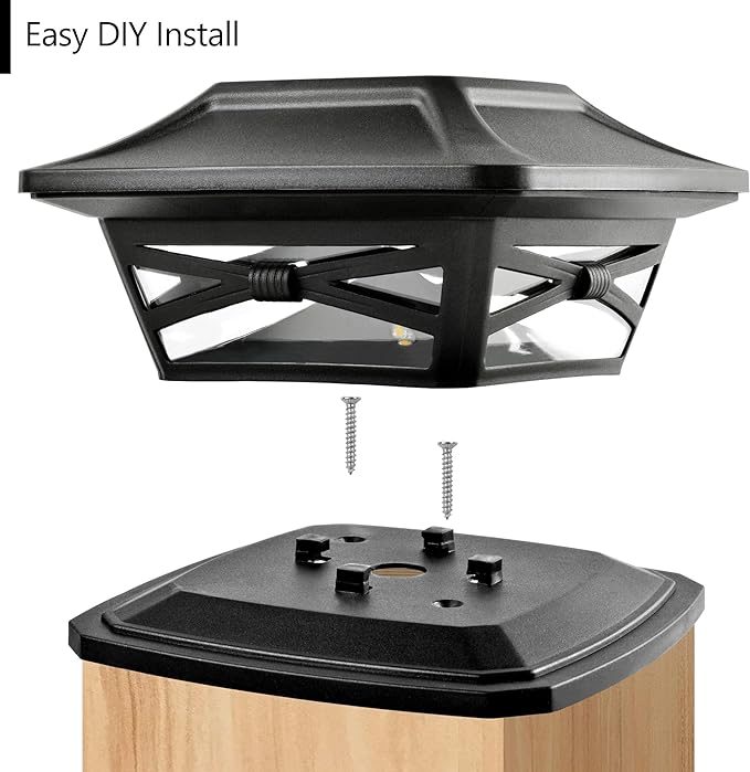 Davinci Lighting Flexfit Solar Outdoor Post Cap Lights - Includes Bases for 4x4 5x5 6x6 Wooden Posts - Bright LED Light - Slate Black (12 Pack)