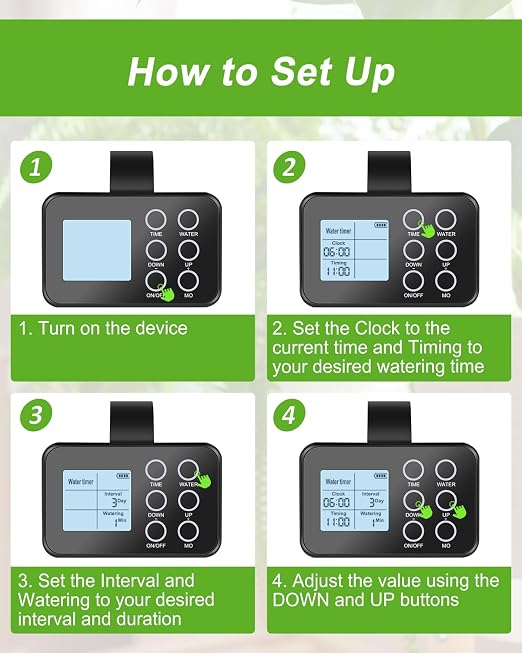 Automatic Plant Waterer Indoor with Timer: Vacation Plant Watering Devices for 15 Potted Plants, New Upgraded Auto Watering for Plant, Drip Irrigation System with Large Display, Easy Programming