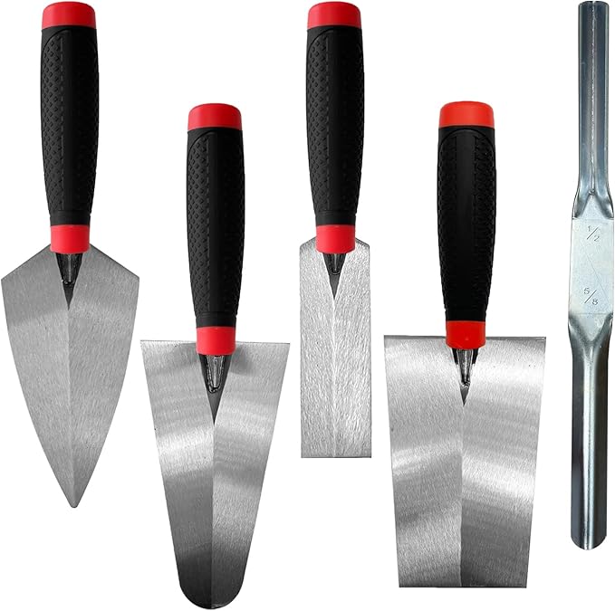 Masonry Hand Tool 5pcs/Set, Soft Grip Handle Concrete Towel Tool Finishing for Concrete, Cement, Plaster, Tile Construction Projects