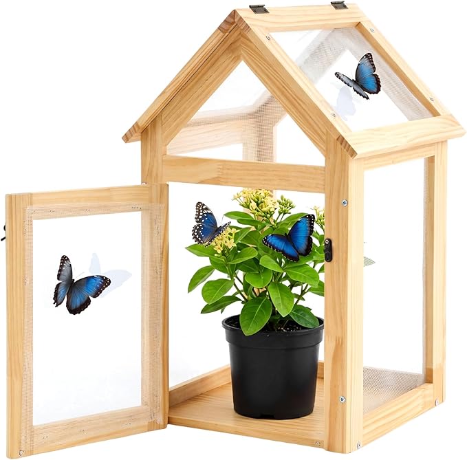 Cinnvoice Butterfly Habitat Cage Kit 19.7" Outdoor Large Insect Mesh Cage Terrarium Garden Grow Tent for Hatching Butterflies, Education Science Parent Child Interaction Observation