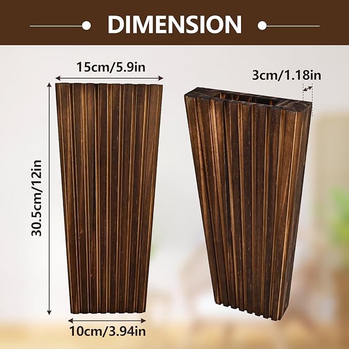 2PCS Wood Wall Planter for Indoor Plants, Wooden Hanging Planter for Dried Flowers and Artificial Greenery Plants, Modern Farmhouse Wood Wall Decor for Living Room,Bedroom,Bathroom(Dark Brown)