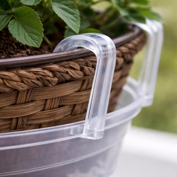 Curtis Wagner Plastics Hanging Basket Drip Pans (5-Pack) | Clear, Round (Diameter = Base 6.25", Top 8", Depth 3.5") Hanging Plant Tray Saucer with Built-in Hooks & Water Catcher for Indoor & Outdoor