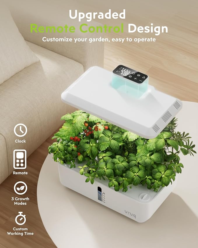 Hydroponic Garden Replacement Remote Control: Compatible with URUQ HP-GC202 (12 Pods) Hydroponics Growing System Indoor Herb Garden Remote Control White