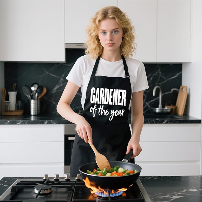 Funny Garden Aprons for Women with Pockets, Adjustable Water-Resistant Gifts for Gardener Mom Wife Plant Lover