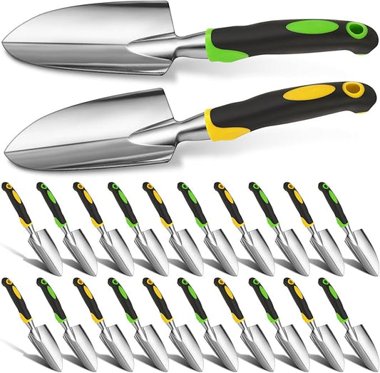 Yaocom Garden Shovel Aluminum Alloy Heavy Duty Trowel Garden Tool Small Shovels for Digging Metal Hand Trowel Spade with Soft TPR Handle for Lawn Yard Farm Home Shop Planting(24 Pcs)