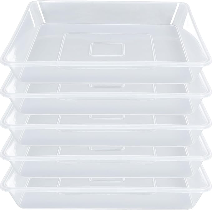 LWALRS Square Plant Saucer 10 Inch 5 Pack, Sturdy Clear Plastic Flower Plant Pot Saucer, Square Planters for Indoors and Outdoors Plants, Garden Plant Saucers for Pots Plant Trays.
