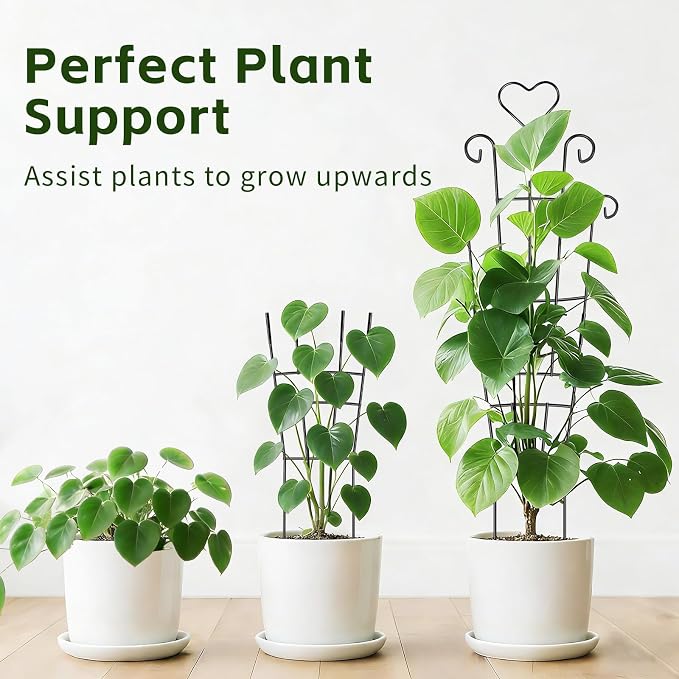 Trellis for Climbing Plants Indoor, 4 Pack 31'' Metal Plant Trellis Indoor for Potted Plants, Sturdy Plant Support Outdoor for Ivy Pothos Monstera Hoya Flower Vine, Heart Shape