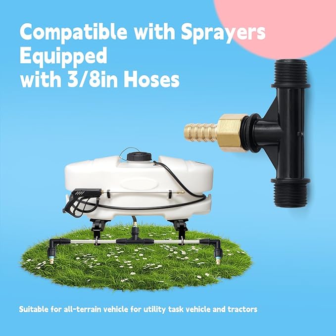 6-Nozzle Poly Boom Wand with 3/8" Brass Fitting 7.5 Feet Sprayer Boom Kit for All-Terrain Vehicle, Wide-Coverage Agricultural & Lawn Spray Attachment, for Utility Task Vehicles and Tractors