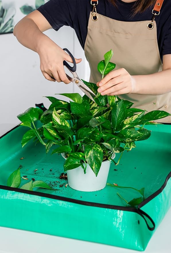 Extra Large Reusable Repotting Mat 40x40 Inch（100x100cm）- Waterproof Plant Transplant Mat for Indoor Gardening,Green