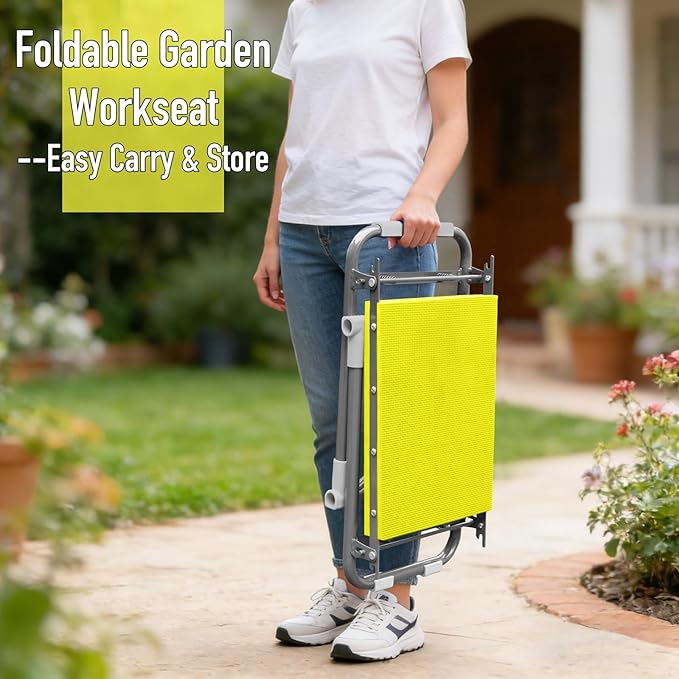Folding Garden Stool and Kneeler, Heavy Duty Garden Kneeler and Seat, Kneeling Device for Gardening, Gardeners and Seniors (Grey)