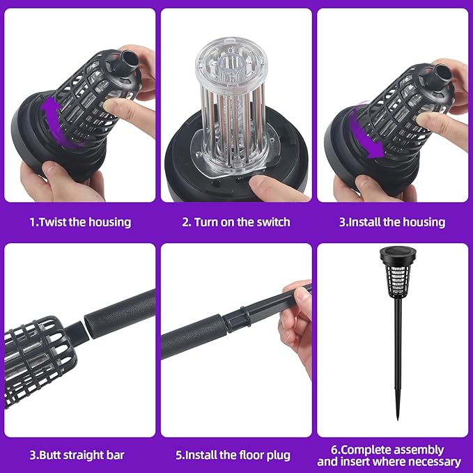 4PCS Solar Mosquito Zapper Outdoor, Bug Zapper Outdoor Solar with UV Light, Bug Zapper Repellent Trap, Outside Bug Repellent Trap Used to Keep Gnat Small Flying Mosquitoes Insect Away (4 Units)