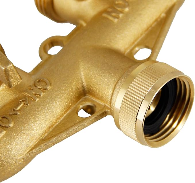 Lifynste 4 Way Brass Hose Splitter, 3/4" Heavy-Duty Brass Garden Hose Splitter, Garden Hose Adapter Connector