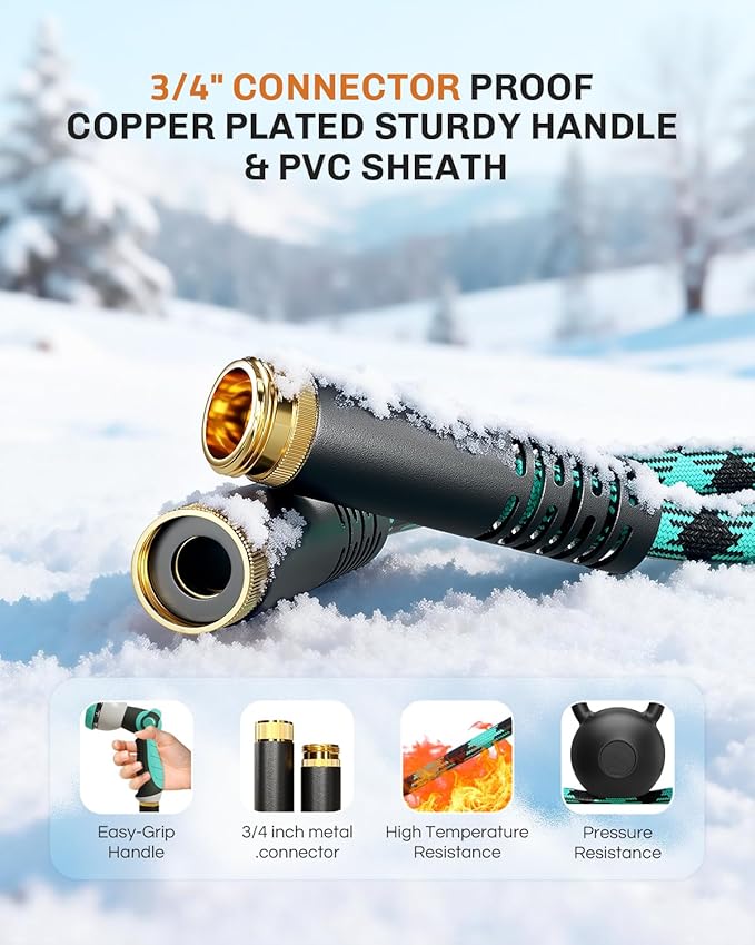 WELLUCK 100 FT Garden Hose - Flexible Water Hose, Lightweight Non-Expanding hose, Leak proof, Pressure Resistant for Yard, Outdoor, 3/4 Inch Solid Brass Fittings and 5-Layer PVC Core