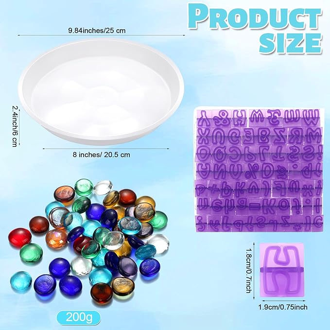 LOYIM 20 Pcs 8 Inch Stepping Stone Kit Include Round Concrete Mold Mosaic Tiles and Letters Numbers Stamps DIY Craft Art Make Your Garden Stepping Stone for Family Outdoor Decorative (No Concrete Mix)