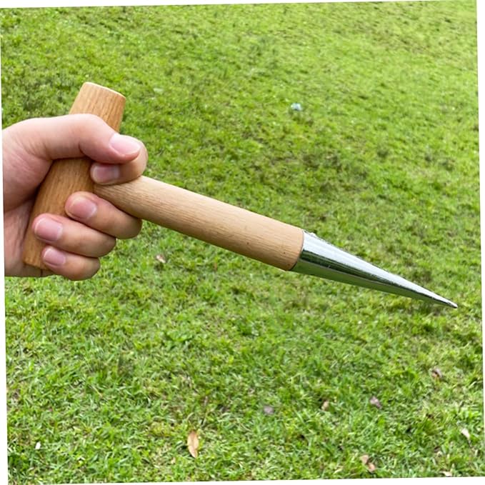 Kisangel Garden Hole Punch Dibber Tool T-Handle Seed Planter for Weeding and Planting