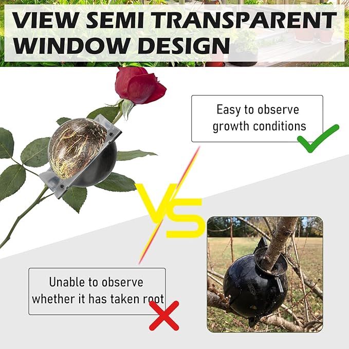 Tree Root Growing Box, Air Layering Pods Propagation Kit, Reusable Half Transparent Plants Asexual Reproduction Grafting Ball with Zip Ties for Fast Propagation Plants (6pcs Small + 6pcs Meidum)