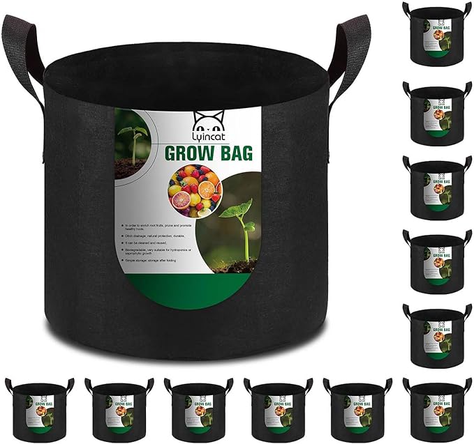 12-Pack 10 Gallon Grow Bags Heavy Duty Thickened Nonwoven Fabric Pots with Durable Handles