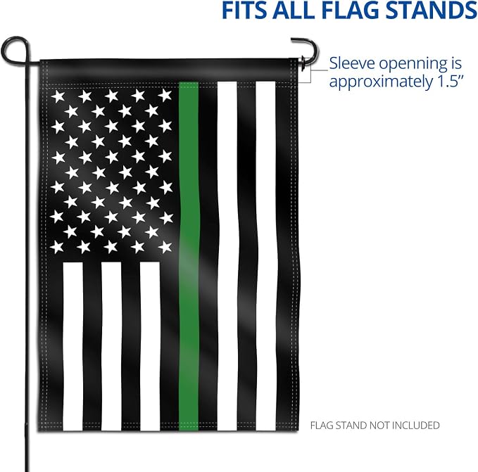 ANLEY Double Sided Premium Garden Flag, Thin Green Line US National Decorative Garden Flags - Weather Resistant & Double Stitched - 18 x 12.5 Inch