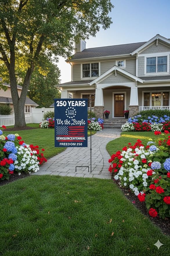 250 Anniversary USA Garden Flag,America Garden Flags For Outside,12x18'',Double Sided Flag For Outdoor Garden Decor (We the People)