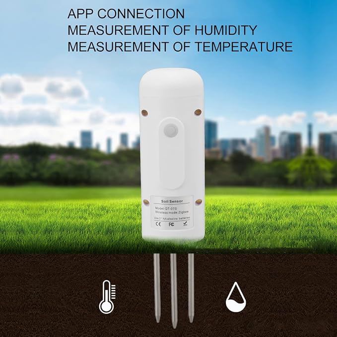 Soil Sensor for z1gbee Gardening, Smart Soil Tester for Accurate Plant Care with Temperature and Humidity Monitoring