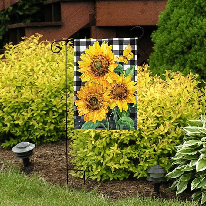 Briarwood Lane Checkered Sunflowers Summer Garden Flag