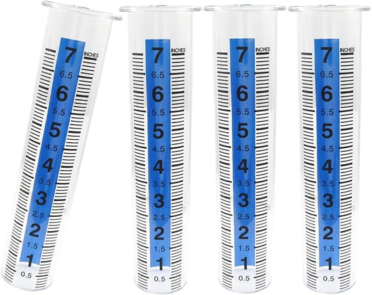4Pcs 7Inch Rain Gauge Replacement Tube, Plastic Rain Gauges Outdoors for Yard, Garden, Water Gauge for Rain