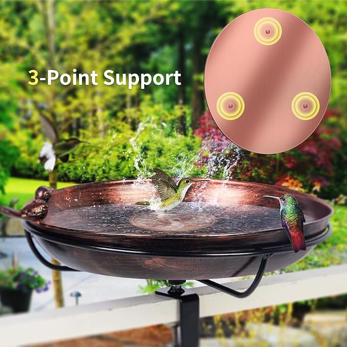 Bird Bath Cleaning Discs, 99.9% Pure Copper Triple-Point Support & Reinforced Design for Fresher Water, Universal Fit Outdoor Birdbaths Bowls