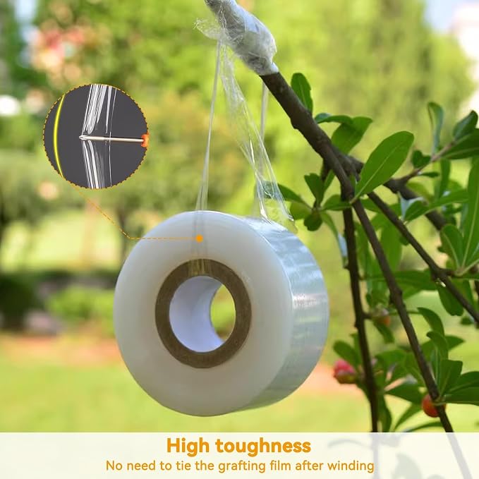Grafting Tape, 29mm Nursery Sealing PVC Stretchable Resilient Garden Repair Parafilm Tape for Petri Dish Fruit Tree Budding Tapes Plants Grafting Film Gardening Tape Tree Bandage Repair Tape Wrap