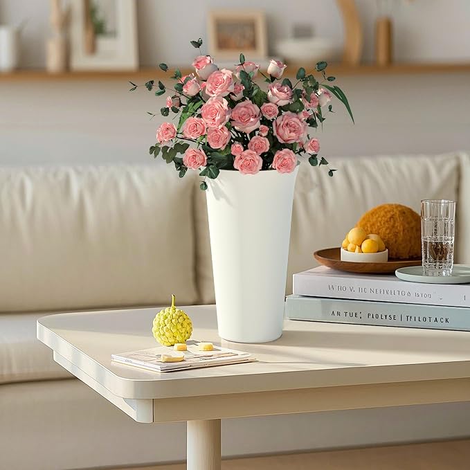Invech Flower Display Stand with 6 Buckets and Wheels, 3 Tier White Flower Cart Display Stand for Indoor Outdoor Garden, Wedding, Flower Shop (Existing Patent)