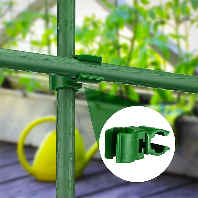 50 Pieces Adjustable Plant Trellis Connector Clip Plastic Connector Stakes Garden Plastic A-Type Connecting Joint Buckle Clip for Gardening Metal Steel Plant Supports (11 mm)