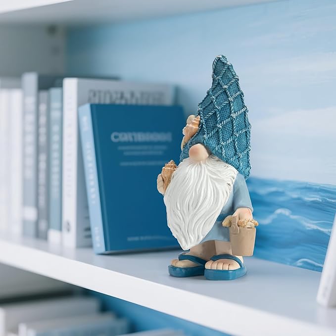 Etlemonde Beach Gnomes Statues,Ocean Gnomes,Nautical Themes Decoration,Beach, Gnome Carrying a Bucket