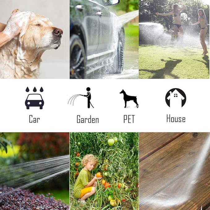 HmiL-U Garden Hose Spray Nozzle - 10 Adjustable Patterns Metal High Pressure Hose Nozzle with Thumb Control Design, Hose Sprayer for Garden & Lawns Watering, Cleaning, Pets & Car Washing