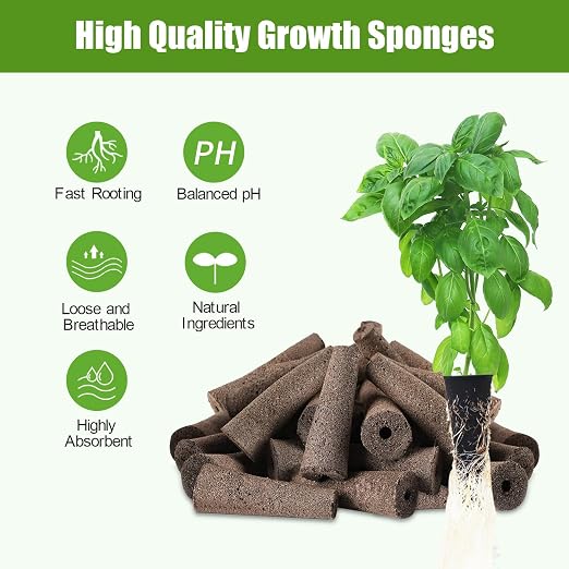 51 Pcs Grow Sponges and Plant Food Compatible with Aero Garden and All Brands - Seed Pods Lables and Indoor Plant Fertilizer for Z214 Indoor Garden Hydroponics Growing System