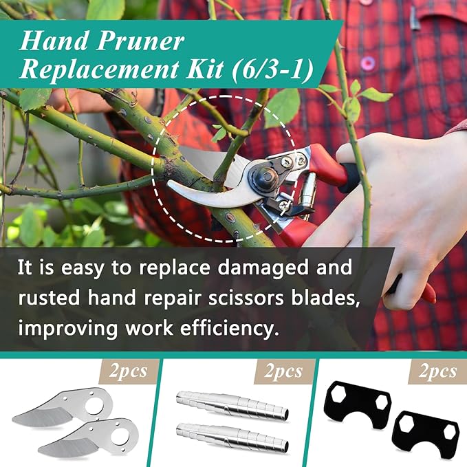 2 Pcs Hand Pruner Replacement Kit (6/3-1) for Felco Pruners Models: F6 & F12 - Spare Blade, Spring & Adjustment Key for Garden Pruning Shears & Bypass Clippers