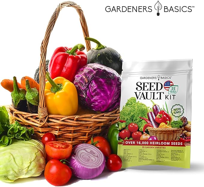 Survival Seed Vault Kit - 70 Heirloom Vegetable Seed Varieties for Long-Term Storage | Non-GMO, Open-Pollinated Seeds for Prepping, Gardening, Homesteading, and Emergency Food Supply by Gardeners Bas