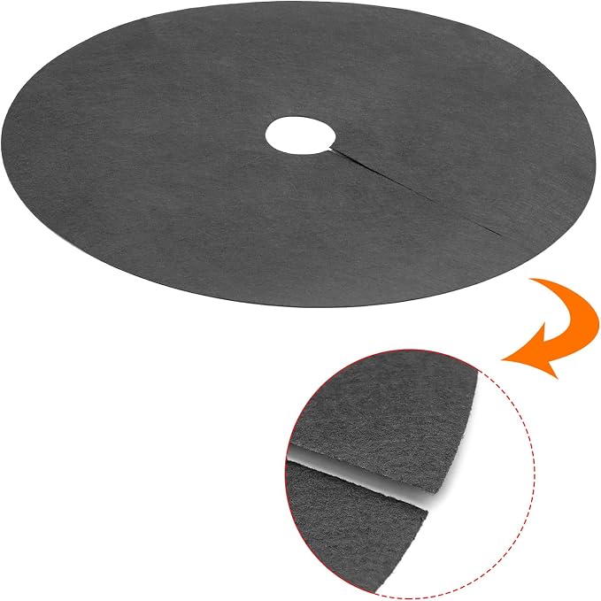MECCANIXITY Tree Mulch Ring 32.3" Nonwoven Tree Protector Mat Plant Cover for Weed Control Round Weed Barrier Black 4 Pack