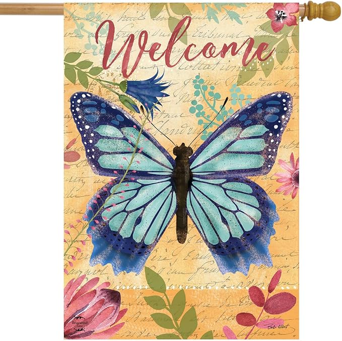 Beautiful Butterfly Spring House Flag 40" x 28" Briarwood Lane